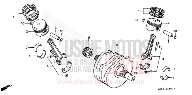 VILEBREQUIN/PISTON de Africa Twin SHASTA WHITE (NH138H) de 1988